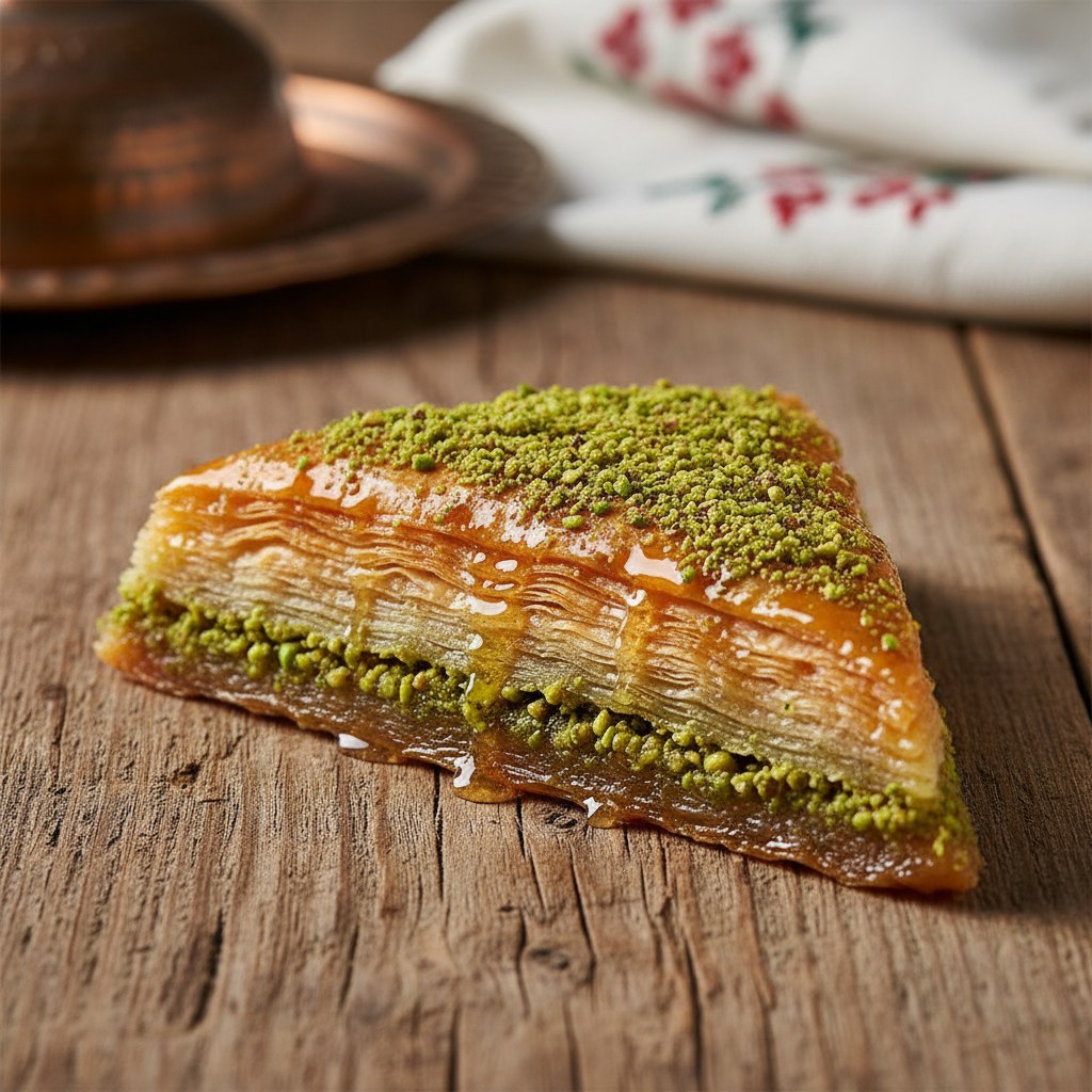 Havuç dilimi baklava, üçgen dilimlerde fıstıkla